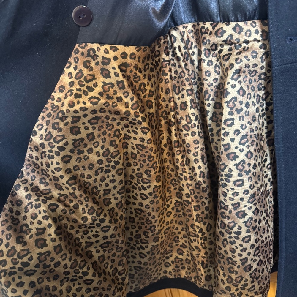 Laundry By Shelli Segal Navy Double-Breasted Flared Peacoat with Gold Buttons - Picture 3 of 7